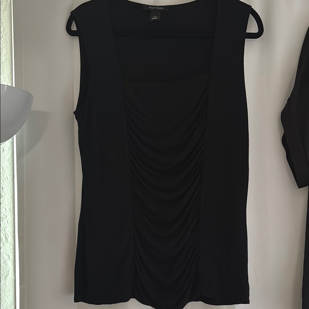 New York & Company Black Ruched Tank Top